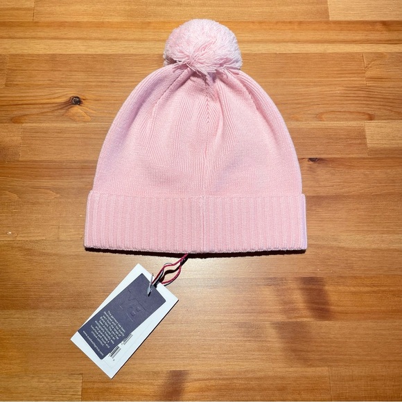 PERFECT MOMENT Patch Beanie Pure Pink NWT 100% Extrafine Merino Wool Pom Pom Hat - Picture 13 of 16